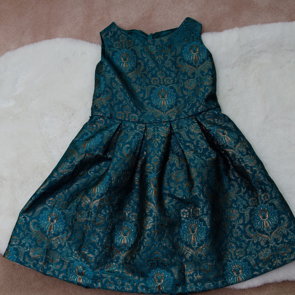 Children's Place Green and Gold Dress-Kids-Girls Size S (6x/7)